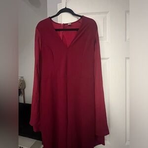 Elegant Red “Long Sleeve” Jumpsuit Dress Size XL